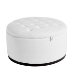 Elegant Round Storage Ottoman with Tufted Chenille and Removable Lid, Versatile Coffee Table for Living Room, 28'' L x 28" W x 16.5" H, White