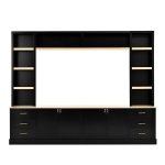 Rustic Farmhouse Entertainment Centre with 6 Storage Drawers, Modern TV Wall Unit with Adjustable Shelves, 98.5'' L x 15.5'' W x 79.5'' H, Black