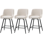 HOMCOM Kitchen Island Chairs Counter Height Bar Stools with Swivel Linen Seat and Footrest, Cream White