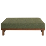 Sleek Large Ottoman with Faux Leather and Walnut Legs, Versatile Coffee Table for Living Room and Bedroom, 48" L × 27.5" W × 15.5" H, Green