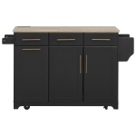 Vintage Kitchen Island with Trash Storage and Organizers, Versatile Rolling Cart with Power Outlet and Spice Rack, 59'' L x 29.5" W x 35.5" H, Black