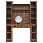 Farmhouse Makeup Vanity with LED Mirror and Power Outlet, Chic Dressing Desk with Jewelry Organizer, 54.5'' L x 15.5" W x 70" H, Walnut