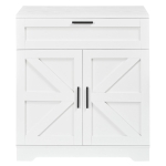 Versatile 3-in-1 Flip Top Makeup Vanity Cabinet with LED Lighted Mirror, Rustic Dressing Table for Bedroom, 26.5'' L x 19.5" W x 29.5" H, White