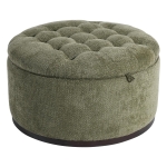 Elegant Round Storage Ottoman with Tufted Chenille and Removable Lid, Versatile Coffee Table for Living Room, 28'' L x 28" W x 16.5" H, Green