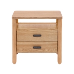 Modern Nightstands with Open Shelf and 2 Drawers, Wooden Bedside Storage Table Unit with Rounded Corners, 23.5'' L x 15.5'' W x 24'' H, Light Natural