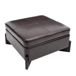 Modern Large Square Ottoman with PU Leather and Hidden Storage, Versatile Coffee Table for Living Room, 30.5'' L x 30.5" W x 17.5" H, Dark Brown