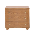 Retro Modern Nightstand Set of 2 with 3 Wave Drawers, Wooden Bedside Storage Tables with Bulbous Feet, 23.5'' L x 15.5'' W x 22.5'' H, Brown