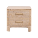 Modern Nightstand with 2 Drawers, Rounded Corners and Gold Handles, Versatile Storage Cabinet for Bedroom, 23.5'' L x 15.5" W x 22.5" H, Natural