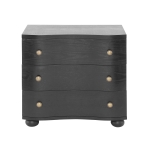 Retro Modern Nightstand Set of 2 with 3 Wave Drawers, Wooden Bedside Storage Tables with Bulbous Feet, 23.5'' L x 15.5'' W x 22.5'' H, Black