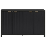 Elegant Fluted Buffet Cabinet with Sculpted Doors, Farmhouse Storage Sideboard for Kitchen Dining Living Room, 55" L × 15.5" W × 33" H, Black