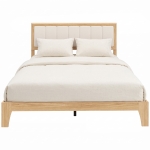 HOMCOM Full Bed Frame with Headboard Queen Size Platform Bed Frame with Wooden Slats No Box Spring Needed Easy Assembly Oak
