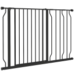 PawHut 30"- 45" Easy Install Pet Gate w/ Door & Double Locking System, Extra Wide Dog Gate for Stairs, Hallways, Black