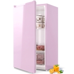 HOMCOM Compact Upright Freezer, 2.1 Cubic Feet Mini Freezer with Reversible Door, 2 Shelves, Adjustable Temperature, Pink