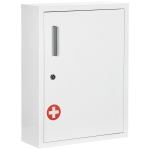 kleankin Bathroom Medicine Cabinet with Shelves Inside & On Door, Locking Medical Cabinet, First Aid Bathroom Wall Cabinet White