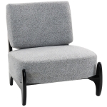 HOMCOM Accent Chair with Rubber Wood Frame, Wide Seat, Modern Chenille Bedroom Chair with Thick Cushion, Grey