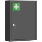 kleankin 16" x 21" Lockable Medicine Cabinet, 3 Tier Steel Medical Wall Box with 2 Keys and Shelves for Bathroom, Black