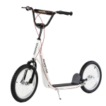 Aosom Kids Kick Scooter for 5+ Year Old, Kids Ride on Toy w/ 16'' Inflatable Wheel Dual Brakes, White