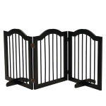 PawHut 24"H Foldable Dog Gate, 3 Panels Freestanding Pet Gate Barriers Indoor with Support Feet, Puppy Fence, Black