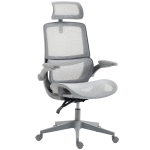HOMCOM Ergonomic Office Chair with Adaptive Lumbar Support, Reclining Mesh Desk Chair with 2D Headrest, Flip-Up Arms, Gray