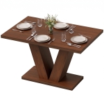 HOMCOM Modern Dining Table for 4 People, 47.2" Kitchen Table for Dining Room and Living Room, Rectangular, Dark Walnut