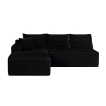 Luxurious Corduroy Sectional Sofa with L-Shaped Chaise and Cup Holder, Cozy Couch for Living Room and Bedroom, 96'' L x 66" W x 33" H, Black