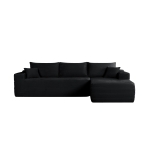 Smooth Fabric Sofa with L-Shaped Chaise and Side Pockets, Urbane Couch for Living Room and Bedroom, 108'' L x 63" W x 23" H, Black Right