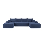 Vibrant Corduroy Sofa with U-Shaped Double Chaise and Side Pockets, Breezy Couch for Living Room and Bedroom, 126'' L x 66" W x 26" H, Blue