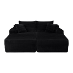 Fresh Fabric Sectional Sofa with Dual Chaise, Deep Seat and Cup Holder, Handy Couch for Living Room and Bedroom, 76'' L x 66" W x 26" H, Black