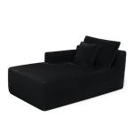 Sumptuous Velvet Chaise Lounge with Cup Holder and Deep Seat, Convertible Couch for Living Room and Bedroom, 66'' L x 39" W x 33" H, Black Left