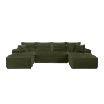 Snug Corduroy Sectional Sofa with U-Shaped Chaise and Side Pockets, Refined Couch for Living Room and Bedroom, 134'' L x 66" W x 26" H, Green