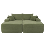 Modern Cloud Sectional with Double Chaise and Deep Seat, Cozy 2-Seater Sofa with Soft Corduroy and No Assembly, 69'' L x 61" W x 30" H, Green
