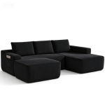 Cozy Modular Sectional Sofa with U-Shape Chaise and Side Pockets, Modern Upholstered Couch with No Assembly, 104'' L x 67" W x 32.5" H, Black