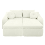 Cozy 2-Piece Chaise Lounge Set with Left and Right Design, Modern Corduroy Lounge Chair with Spring Padding, 66'' L x 76" W x 23" H, White