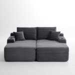 Restful Fabric Sectional Sofa with Double Chaise and Deep Seat, Trendy Couch for Modern Living Room and Bedroom, 69'' L x 61" W x 30" H, Grey