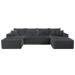 Modern Cloud Sectional with U-Shape Chaise and Side Pockets, Modular Sofa with Deep Seat and No Assembly, 133.5'' L x 66" W x 26" H, Grey