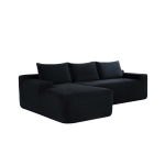 Plush Corduroy Sectional Sofa with L-Shaped Chaise and Deep Seat, Modern Modular Couch for Living Room and Bedroom, 97'' L x 60" W x 31" H, Black