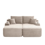 Modern Cloud Sectional with L-Shape and Dual Chaise, Cozy 2-Seater Sofa with Plush Fabric and No Assembly, 69'' L x 61" W x 30" H, Beige