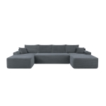 Grand Corduroy Sectional Sofa with U-Shaped Double Chaise and Pockets, Stylish Couch for Living Room and Bedroom, 126'' L x 66" W x 26" H, Grey