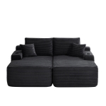Homey Fabric Sectional Sofa with Double Chaise and Deep Seat, Clean Couch for Modern Living Room and Bedroom, 69'' L x 61" W x 30" H, Black