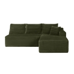 Warm Corduroy Sectional Sofa with L-Shaped Chaise and Cup Holder, Sensible Couch for Living Room and Bedroom, 96'' L x 66" W x 33" H, Green