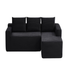 Corduroy Sectional Sofa with L-Shaped Chaise and Deep Seat, Modern Modular Couch for Living Room and Bedroom, 97'' L x 60" W x 31" H, Black