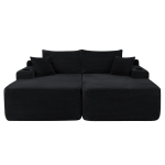 Lasting Corduroy Sectional Sofa with Double Chaise and Deep Seat, Trim Couch for Modern Living Room and Bedroom, 69'' L x 61" W x 30" H, Black