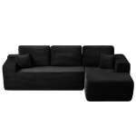 Dreamy Fabric Sofa with L-Shaped Chaise and Side Pockets, Smart Couch for Living Room and Bedroom, 104'' L x 67" W x 32.5" H, Black Right
