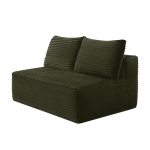 Cozy 2-Seat Chaise Lounge with Cup Holder and Plush Fabric, Modular Sofa with Flexible Matching and No Assembly, 57'' L x 39" W x 33" H, Green
