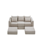 Cozy Modular Sectional with L-Shape and 5 Pillows, Chic Versatile Couch with Soft Corduroy and No Assembly, 100'' L x 35" W x 24" H, Camel