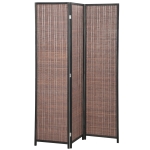 HOMCOM Room Divider Folding Privacy Screen Freestanding 3 Panel Pine Wood for Bedroom Home Office 6 Ft Tall Black Brown