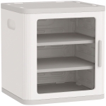Qaba Toy Storage Organizer, 3 Tier Adjustable Toy Storage Cabinet Dustproof HDPE Plastic, Transparent Door, White