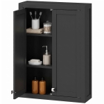 HOMCOM Bathroom Cabinet Wall Mounted, Modern Bathroom Wall Cabinet with 2 Doors and 2 Adjustable Shelves, Black