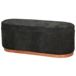 HOMCOM Storage Ottoman Bench Oval Chenille Upholstered Ottoman with Storage Chest, Dark Gray