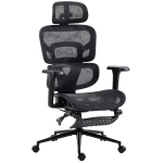 HOMCOM Ergonomic Office Chair with Lumbar Support, 2D Headrest, Mesh Reclining Desk Chair with Footrest, Swivel Wheels, Black